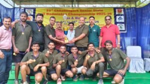 25वीं छत्तीसगढ़ सीनियर बॉल बैडमिंटन प्रतियोगिता का समापनपुरुष वर्ग में दुर्ग निगम और महिला वर्ग में कबीरधाम बना चैंपियन