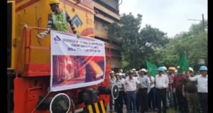 भिलाई इस्पात संयंत्र से निर्मित एक्सपोर्ट-ग्रेड स्लैब की प्रथम रैक इंडोनेशिया निर्यात के लिए रवाना