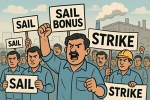 बोनस फॉर्मुला विवाद — बीएसपी कर्मियों द्वारा कड़ा आक्रोश प्रदर्शन..