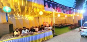 माँ बम्लेश्वरी पैदल दर्शन करने जाने वाले पदयात्रियों के लिए सेवा पंडाल