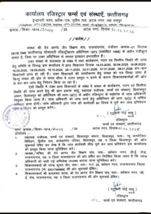 श्री देव आनंद जैन शिक्षण संघ के खिलाफ जांच का आदेश रजिस्ट्रार ने नियुक्त किया जांच अधिकारी