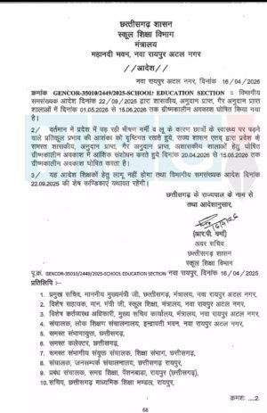 भीषण गर्मी को देखते हुए ग्रीष्मकालीन अवकाश में संशोधन, अब 20 अप्रैल से 15 जून तक रहेगा स्कूलों में अवकाश..
